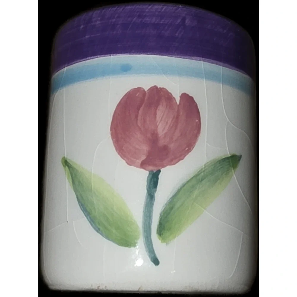 Vintage Tulip Design Cream-Orange & Green Salt And Pepper Shakers